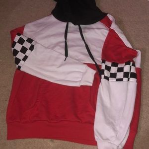 Color block checkered hoodie